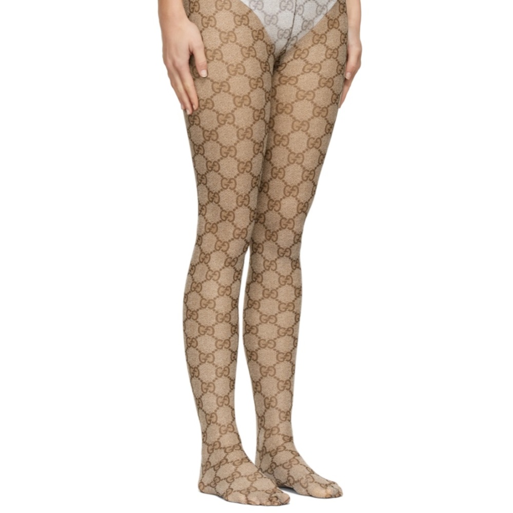 GUCCI Beige & Brown GG Tights